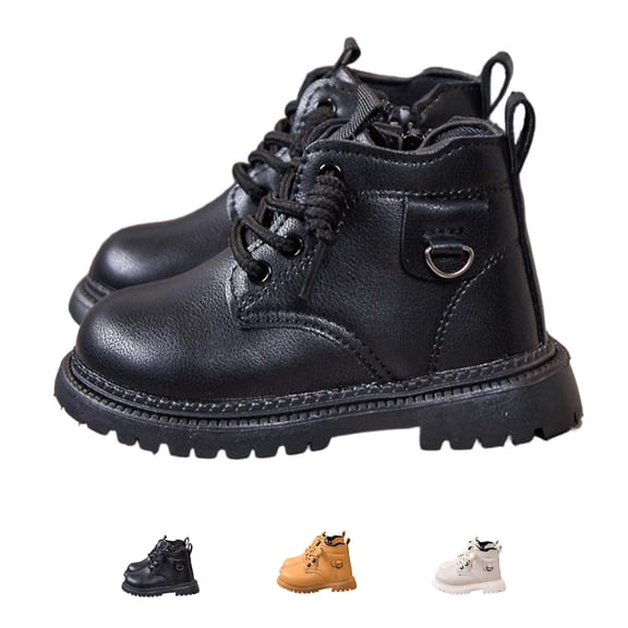 BCSIOAOI Toddler Girl Boots Combat Ankle Boots Side Zip Comfort Sole Casual Shoes