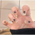 thumbnail image 1 of Explosiones con armadura, parches de uñas con destellos de línea larga de lujo y luz francesa, piezas de arte de uñas terminadas, 1 of 5