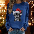 thumbnail image 2 of Fiaer Crew Neck Women Christmas Sweatshirts Long Sleeve Fog Printed Tops Plus Size Casual Fashion Fall Cozy Pullover Dark Blue M, 2 of 5