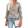 thumbnail image 3 of WIHOLL 3/4 Length Sleeve V Neck Blouses for Women Dressy Casual Spring Summer Tops Business Casual Resort Wear, 3 of 11