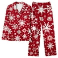 thumbnail image 3 of Inleife Big and Tall Pajama Sets for Women on Sale Ladies' Christmas Printed Top Pants Pajama Set Long Sleeved Lapel Set, 3 of 5