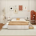 thumbnail image 5 of Queen Size Upholstered Platform Bed with Reading Lights, Drawers, Trundle and Shelves, Beige, 5 of 18
