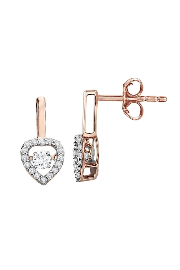 Dancing Diamond Heart Earrings in 10K Pink Gold (1/3 cttw)