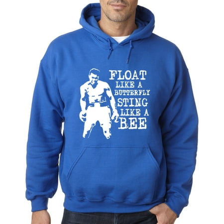 Butterfly Sweatshirt Trendy USA 446 - Adult Hoodie Float Like A Butterfly Sting Like A Bee Muhammad Ali Champion Sweatshirt Medium Royal Blue ()