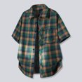 thumbnail image 2 of Plaid Shirts for Men Short Sleeve, Button Down Shirt Casual Tops, Green, 2 of 4
