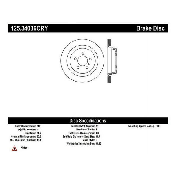 Centric Parts Disc Brake Rotor P/N:125.34036