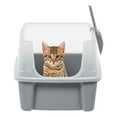 thumbnail image 5 of IRIS Open Top Cat Litter Tray with Scoop and Scatter Shield, Cat Litter Pan, Gray, 5 of 6