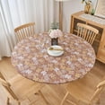 thumbnail image 2 of Round Elastic Edged Vinyl Tablecloth with Flannel Backing – Waterproof Oil-Proof PVC Fitted Table Cloth Plastic Cover (Fits Tables up to 40" - 44" Diameter), 2 of 4