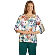Alfred Dunner Womens Plus-Size Watercolor Floral Top
