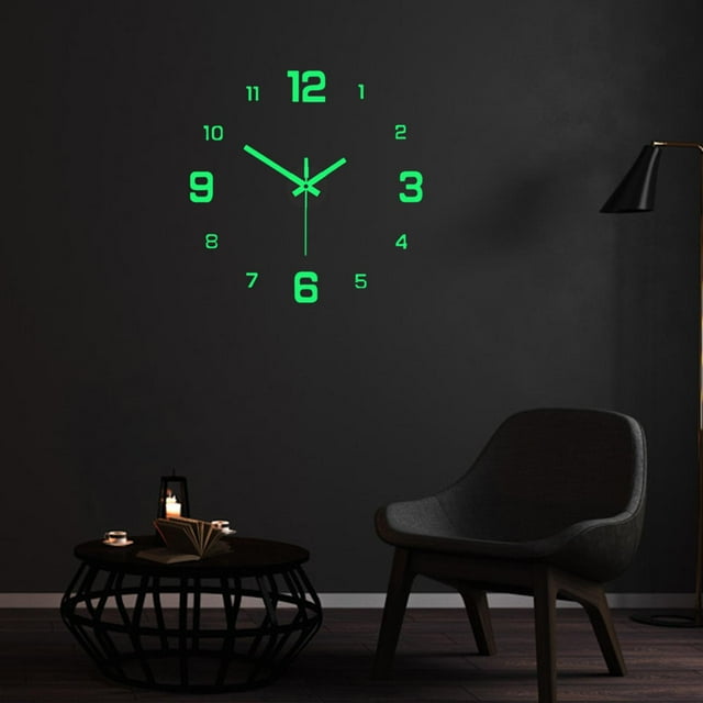 Pegatinas luminosas para reloj de pared sin marco, decoración de pared grande de bricolaje, pegatinas 3D , para sala de estar, oficina, perfecl Reloj de pared sin marco