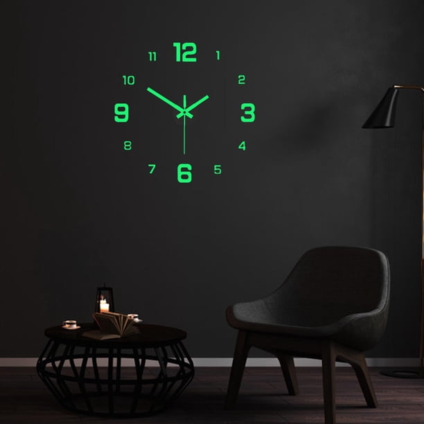 Pegatinas luminosas para reloj de pared sin marco, decoración de pared grande de bricolaje, pegatinas 3D , para sala de estar, oficina, perfecl Reloj de pared sin marco