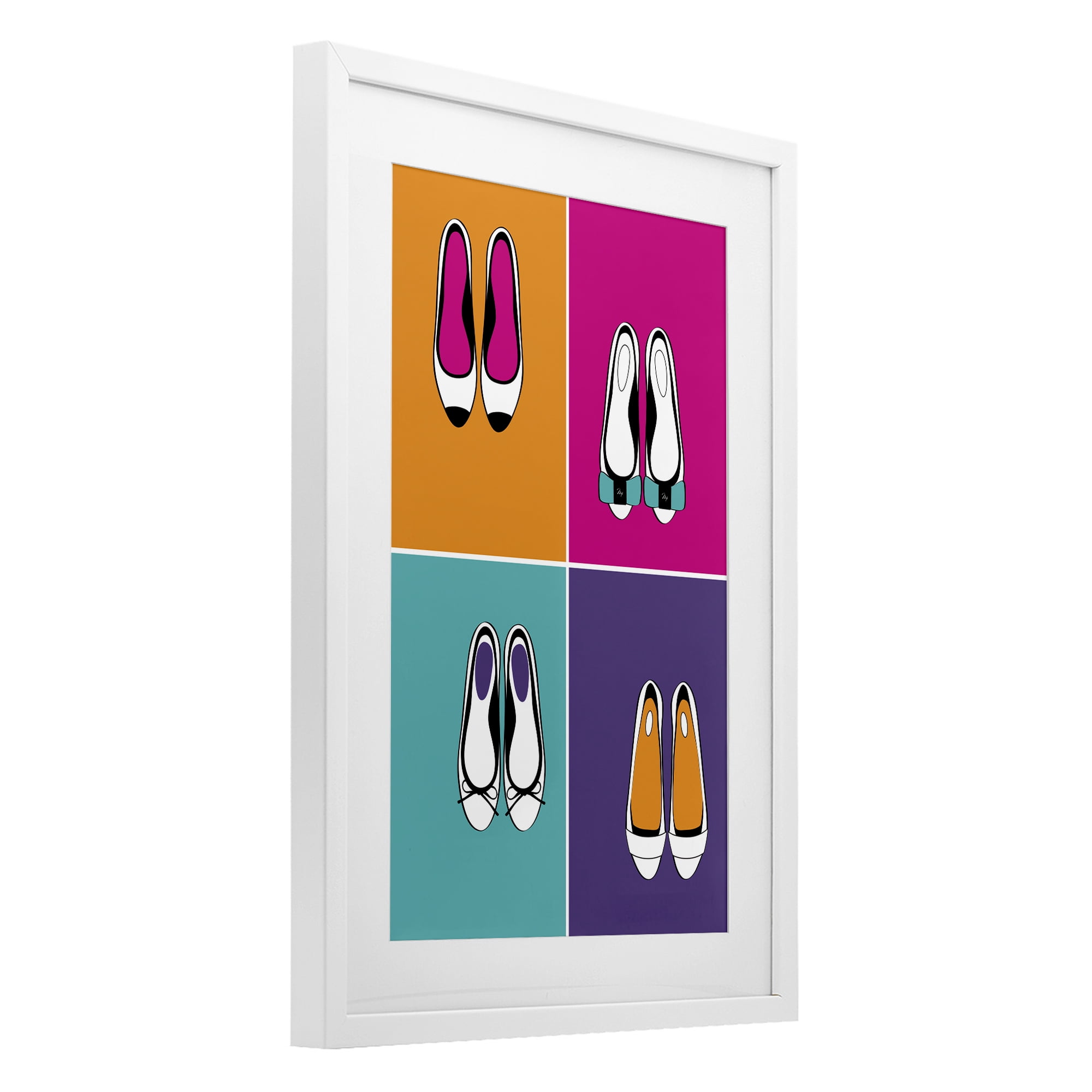 Stupell Industries Bold Pop Trendy Flats White Framed Print Under Glass, design by Martina Pavlova