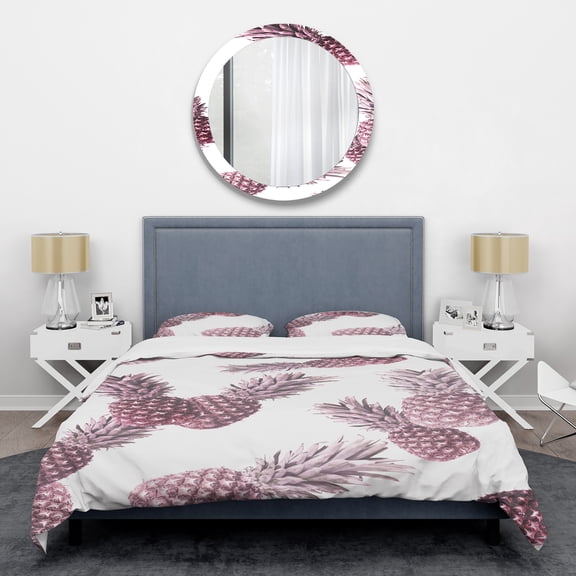 Designart 'Pineapple Summer Bliss III' Mid-Century Modern Duvet Cover Set