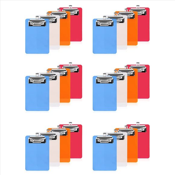 4inch X 6inch Mini Clipboard, 24Pcs Small Clipboards, Clip Board Notepads Clipboard, Memo Size Pocket Plastic Clipboard,24 x Pocket Clipboard