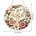 thumbnail image 4 of Cross, Flowers & Dove Diamond Art Hanging Ornament Kit, Relaxing Faith Peace DIY Diamond Craft Kit, Sparkling Rhinestone Lily Rose Dove Cross Wall Hanging Decor, 4 of 8