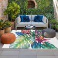 thumbnail image 2 of Tropical Plant Outdoor Rug for Patio/Deck/Porch, Non-Slip Large Area Rug 5 x 7 Ft, Summer Watercolor Botanical Palm Leaves Indoor Outdoor Rugs Washable Area Rugs, Reversible Camping Rug Carpet Runner, 2 of 8