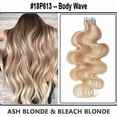 thumbnail image 2 of MY-LADY Tape in Natural Russian Human Hair Extensions Curly Body Wavy Balayage Hairpiece US Stock 20PCS 22" #18P613 Ash Blonde & Bleach Blonde, 2 of 10