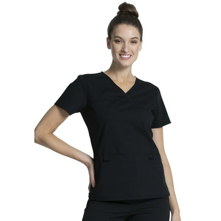 

Cherokee Workwear Professionals Women s Scrubs Top V-Neck Knit Panel WW2968