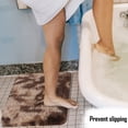 thumbnail image 4 of FloreceBien Alfombra de pelo largo teñida, inodoro de felpa, almohadilla antideslizante para pies de tres piezas, juego absorbente de baño, 4 of 5