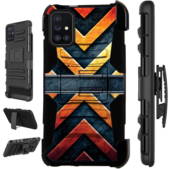 WORLD ACC LuxGuard Holster Case Compatible with Samsung Galaxy A71 4G Hybrid Phone Cover (Metal X)