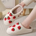 thumbnail image 4 of Algodón otoño e invierno cómodas para el lindas pantuflas felpa cálidas con suela gruesa fresa dibujos animados (Fresa 38-39) [adecuadas para pies 37-38], 4 of 9
