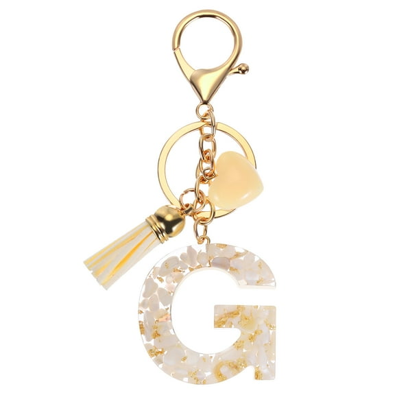 Uxcell Alphabet Initial Letter Keychain Resin Cute Keychains with Tassel Heart Letter G Pendant Charm