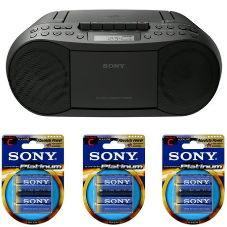 Sony Stereo CD/Cassette Boombox Home Audio Radio (Black) with Batteries