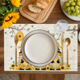 thumbnail image 4 of Yellow Bees Gnomes Placemats Set of 4, Spring Floral Branches Sunflower Placemats for Dining Table, Place Mats for Kitchen Tabletop, Waterproof Wipeable Dining Table Mats Set, 4 of 9