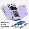 thumbnail image 4 of Phone Case for iPhone 13 Mini 5.4 inch Wallet Cover with Screen Protector Ring Stand Credit Card Holder Slot Crossbody Strap Cell iPhone13mini i-Phone 13minicase i iPhone13 13mini Women Girl的、 Purple, 4 of 13