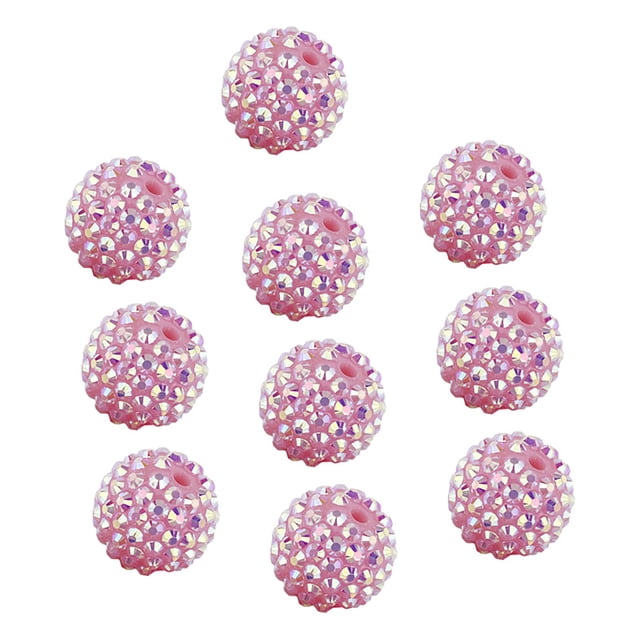 10 cuentas de 20 mm con agujeros grandes, brillantes, coloridas, para joyería, fabricación de joyas, bolígrafos, llaveros, collares, redondas y brillantes.