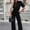 Black, variant on Women's Short Sleeve Collared Coverall Button Down Tie Waist Cotton Cargo Jumpsuit Loose Long Cotton Bib Overalls Baggy Jumpsuits Rompers Jumpsuit Women's Elegant Long Short Sleeve Plain Jum