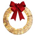 thumbnail image 2 of Christmas wreath with LED warm lights, metal and plastic door hanging decoration, big bow design for festive ambiance, for indoor and outdoor holiday decor, 2 of 9