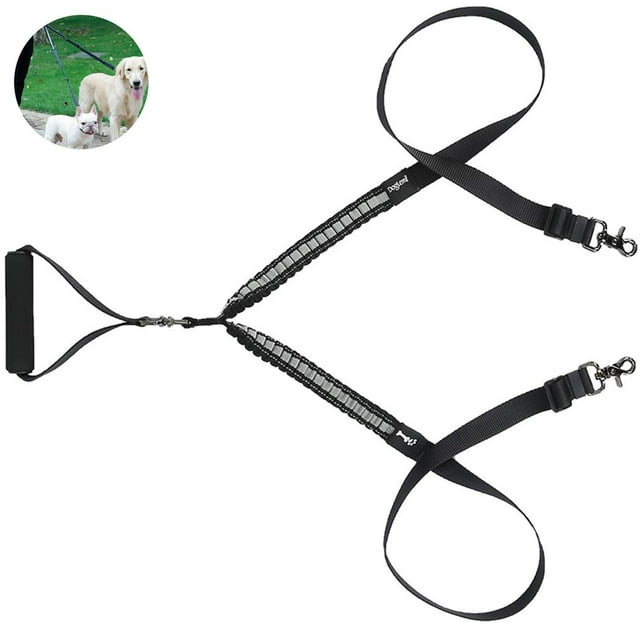 Creative Double Leash Adjustable Dual Dog Leash Rotating Dog Walking Training Leash Reflective Dog Leash Strap Nylon Rope Leash for Outdoor