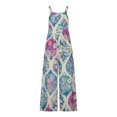 thumbnail image 3 of Ernkv Women's Jumpsuit Jumpsuit For Lady Wife Daughter Girlfriend Slimming Straps One Shoulder High Waist Floral Print Fashion Full Length Trousers Comfy Lounge Casual Purple XXL, 3 of 5