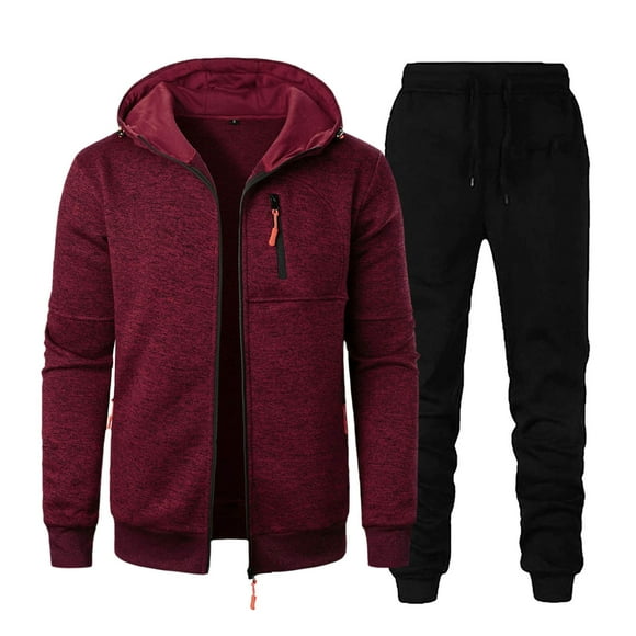 Ediodpoh Men's Suits Men's Sports Fitness Casual Jacquard Hoodie Hoodie Jacket Knitted Cardigan Set Sweat Suits Men Red XXXL
