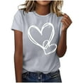 thumbnail image 3 of Posijego Womens Heart Graphic T-Shirts Round Neck Casual Summer Short Sleeve Shirt Stretchy Soft Basic Tee Cute Tops, 3 of 5