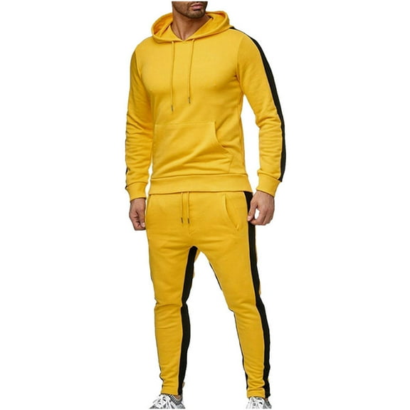 Tejiojio Men's and Big Men's Classic Tops Clearance Men's Spring Winter Patchwork Sweatshirt Top Pants Sets Sports Suit Tracksuit