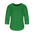 thumbnail image 5 of Cethrio 3/4 Sleeve Tops for Girls, Pullover Crew Neck Spring Fall Casual Girls Blouses Green Size 7-8, 5 of 7