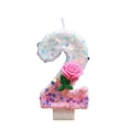 thumbnail image 2 of Birthday Candle, Number 2 Candle, 3 in Tall, Pink Confetti Glitter, Flower Cake Topper, Pink Birthday Decorations, Second Birthday, Floral Cake Decorations, 1 Pc, 2 of 6