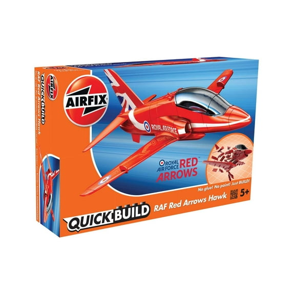 Skill 1 Model Kit Royal Air Force Red Arrows Hawk Aircraft Red Snap Together Painted Plastic Model Kit by Airfix Quickbuild