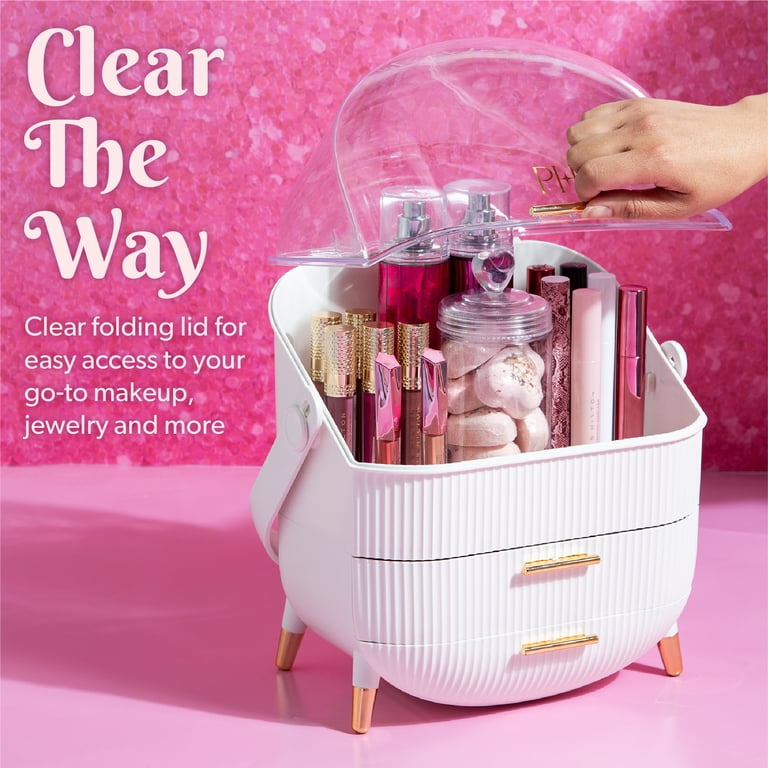 Paris Hilton Storage Organizer, Large Capacity, 2 Drawers, Carry