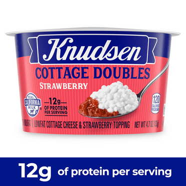 Knudsen Cottage Doubles Lowfat Cottage Cheese & Strawberry Topping with 2% Milkfat, 4.7 oz Cup