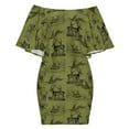 thumbnail image 6 of Rustic Woodsy Vintage Deer Outdoors Nature Theme Pattern Women's Off The Shoulder Ruffles Summer Wedding Guest Loose Casual Party Beach Dress, 6 of 9