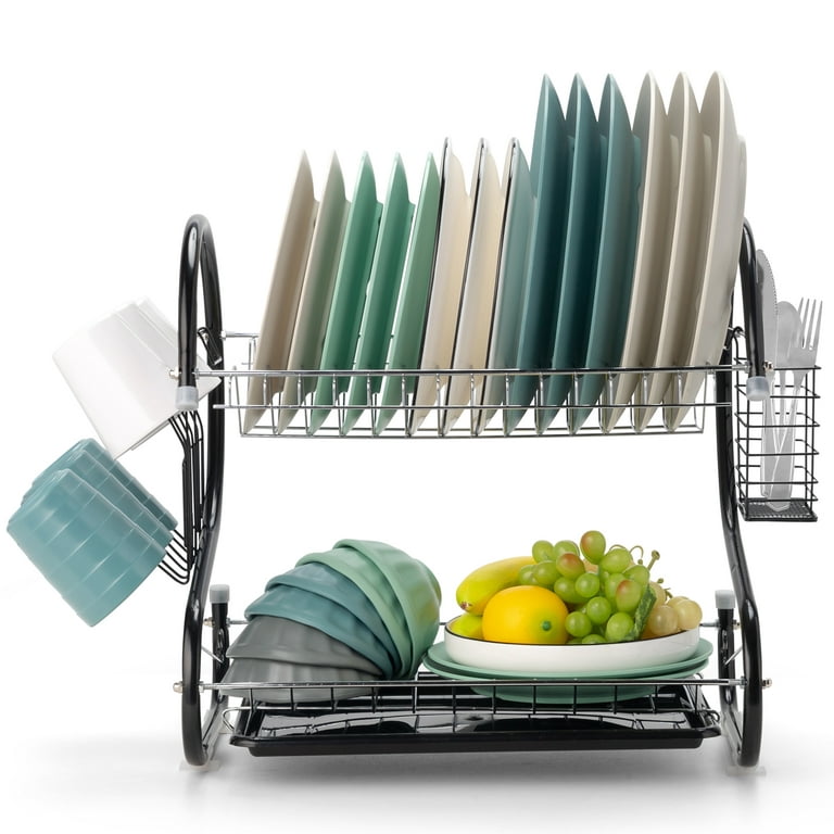 Ktaxon 22-Inch 2-Tier Dish Drying Rack with Drainboard for Kitchen  Collection 