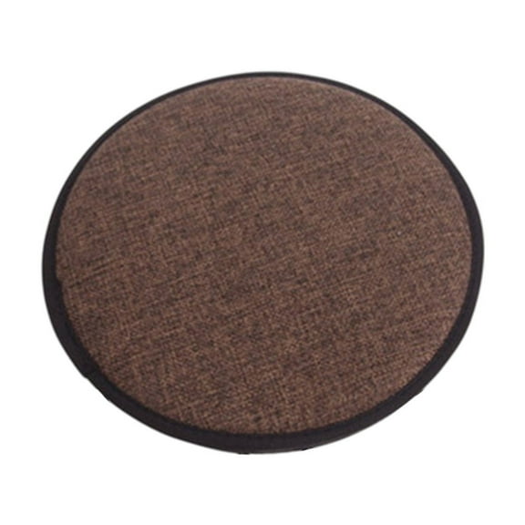 Tunhigl Non-Slip Round Chair Cushion with Elastic Strap for Indoor Use - Perfect for Barstools, Dining Chairs, Office, and More in Brown Flax Brown