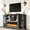 Black-Brown, variant on ChVans 85" Fireplace TV Stand with 42'' Electric Fireplace & Heater for 85/95 Wall-Mounted TV, White Fireplace Mantel with Power Outlet & 2 Storage Cabinet and Drawer for Living Room, Bedroom