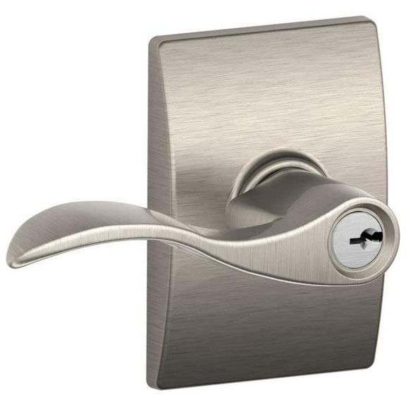 Schlage F51-Acc-Cen Accent Single Cylinder Keyed Entry Door Lever Set - Nickel