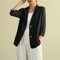 thumbnail image 6 of JGGSPWM Cotton Linen Blazer for Womens Solid Color Long Sleeve Loose Casual Blazer Jackets Black XXL, 6 of 7