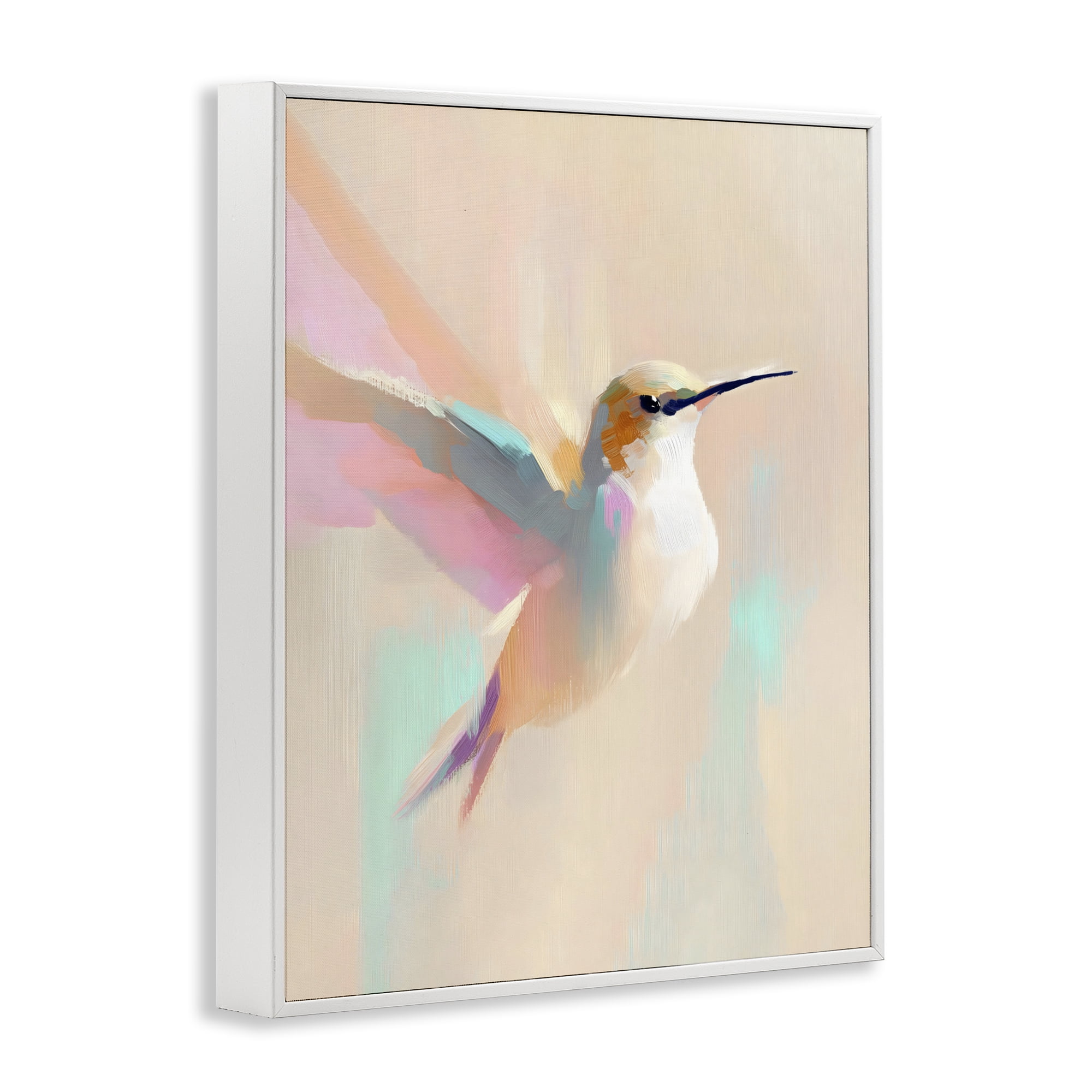 Stupell Industries Pastel Hummingbird in Flight White Framed Giclee Art, design by The Prints Vibe