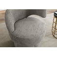 thumbnail image 6 of Chic Swivel Upholstered Accent Chair with Curved Back, Fluffy Fabric Barrel Chair with Wooden Frame and Metal Base, Leisure Round Armchair for Living Room Bedroom Office Waiting Room, Gray, 6 of 8
